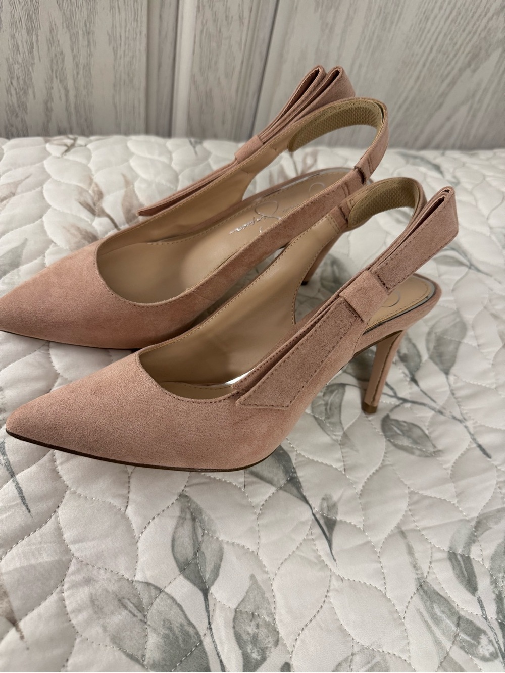 Jessica Simpson Blush Pink Suede Slingback Heels